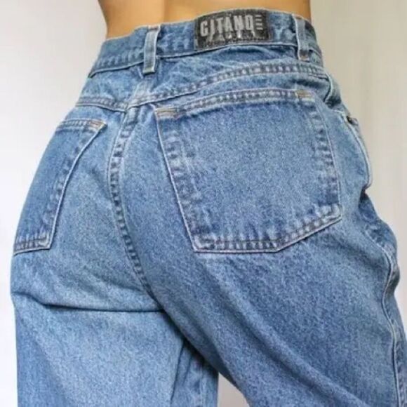 90s Vintage Gitano Jeans Mid Rise Straight Leg 30” waist Rigid blue denim - Picture 1 of 11